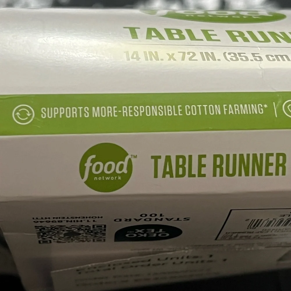 Food Network | New Gray Chunky Embroidered Table Runner, 14 x 72”